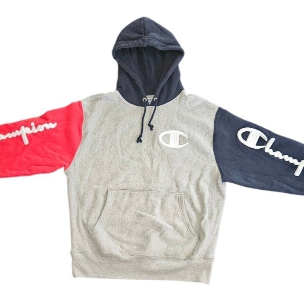 Champion Reverse Weave‎ Colorblock Hoodie Pullover Hooded Sweatshirt Men's Large